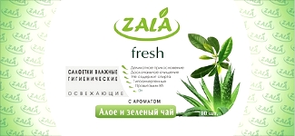 Салфетки влаж.гигиен ZALA Fresh освеж с аром Алоэ и зелен чай(12шт) РБ